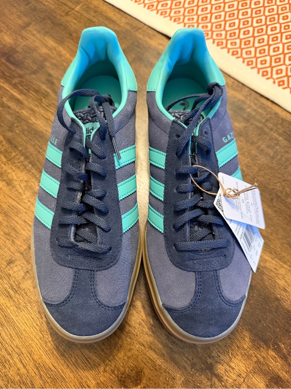 Adidas Gazelle Bold W Shadow Navy Acid Mint Platform Sneakers NWT Women’s 9 JQ64 - Picture 2 of 7